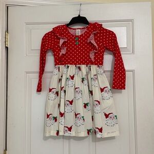 Eleanor Rose Boutique Red & Cream Holiday Christmas Santa Dress Ruffles Size 8